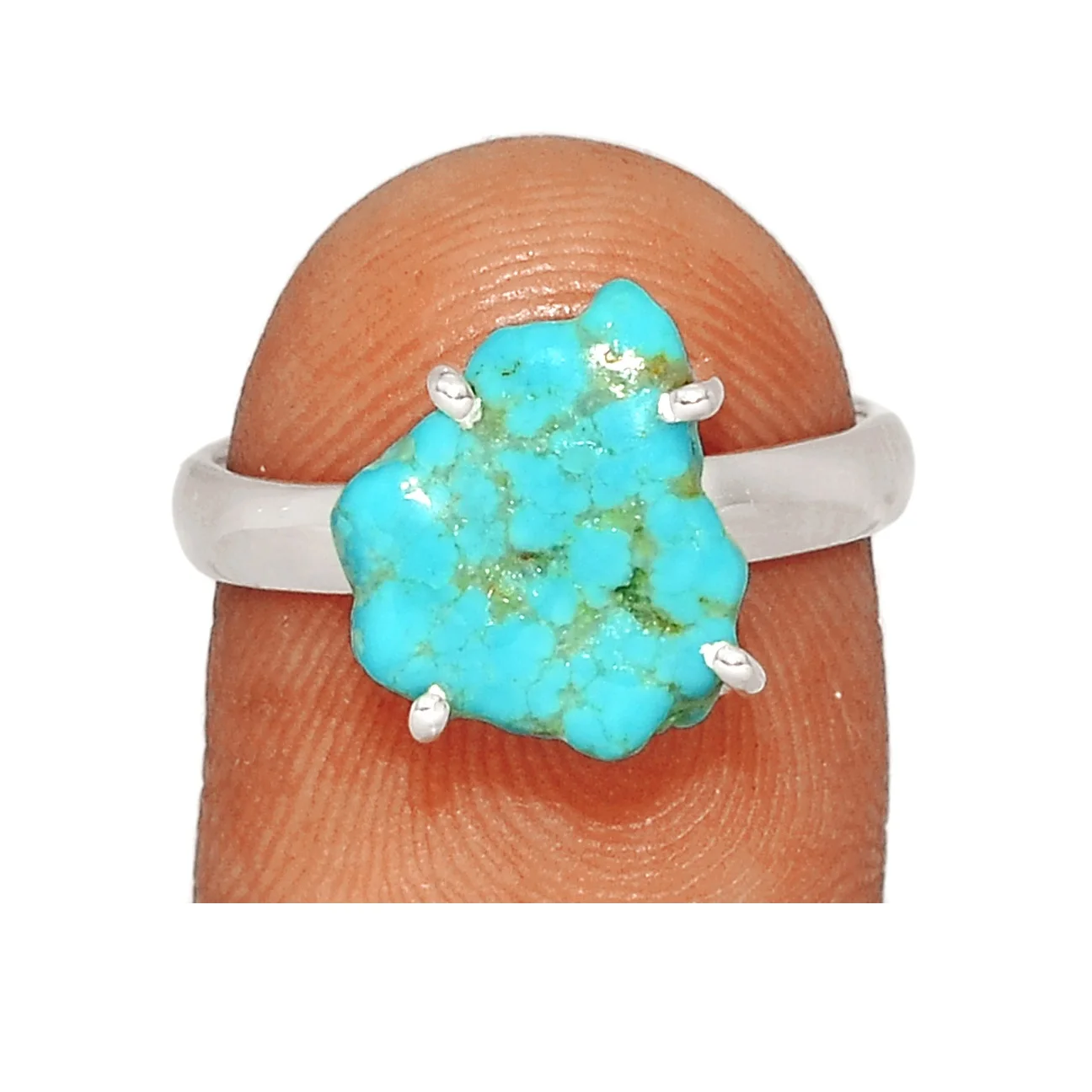  Оптовая цена бирюзовые грубые кольца для сна недорогие разумные регулируемые камни