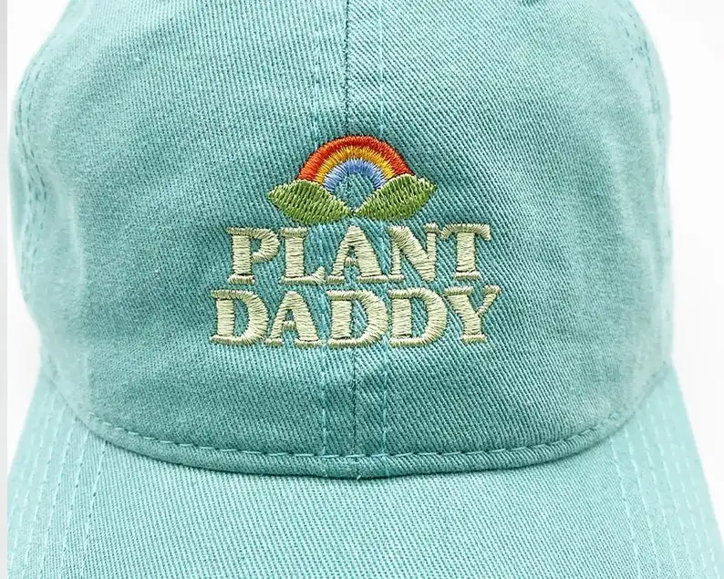 Plant Daddy 100% Cotton 6 Panels Unstructured Dad Hat Custom Embroidered Logo Brushed Sport Baseball Hats Adjustable Size Unisex