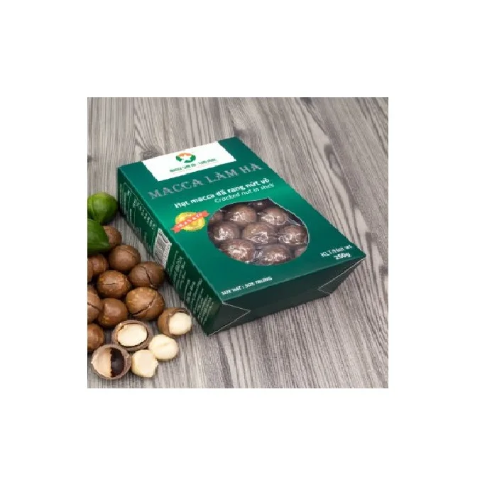 100% Macadamia nuts Dry Cracked in Shells Dred Style Organic Cultivation Type Macadamia nuts (green box) from Vietnam
