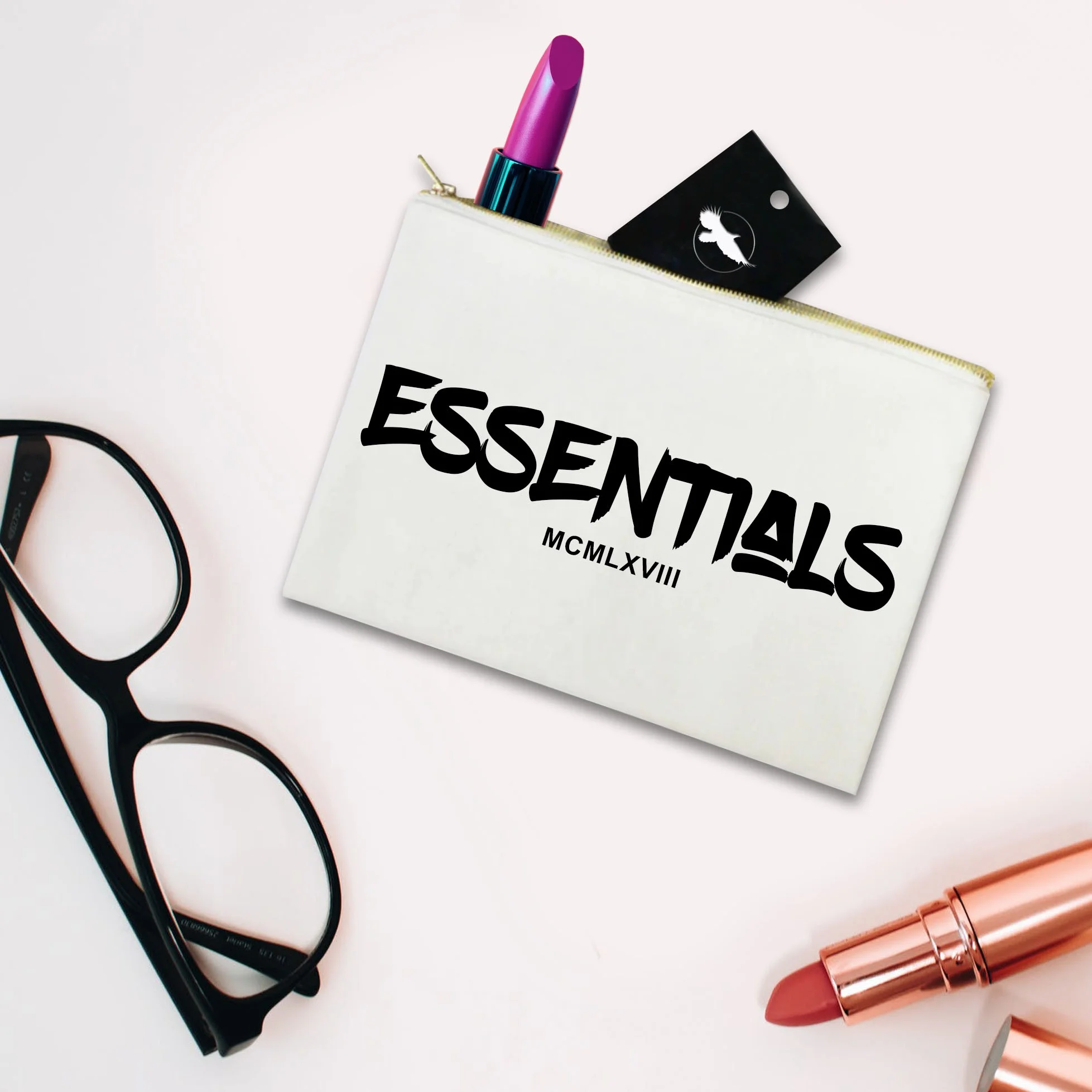 Custom Logo Silk Screen Printed Canvas Cosmetic Bag