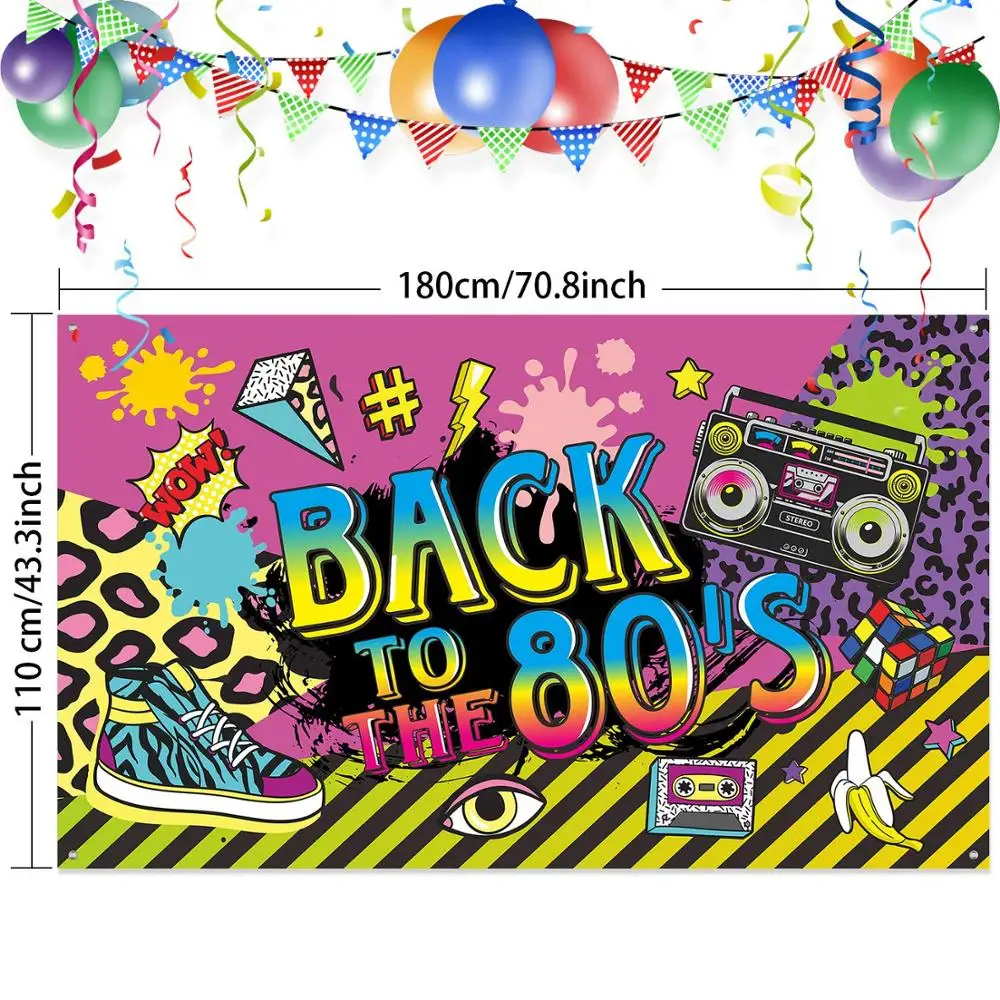 Photo Booth Backdrop Background Wall Decorating Kit 80s Party Decorations