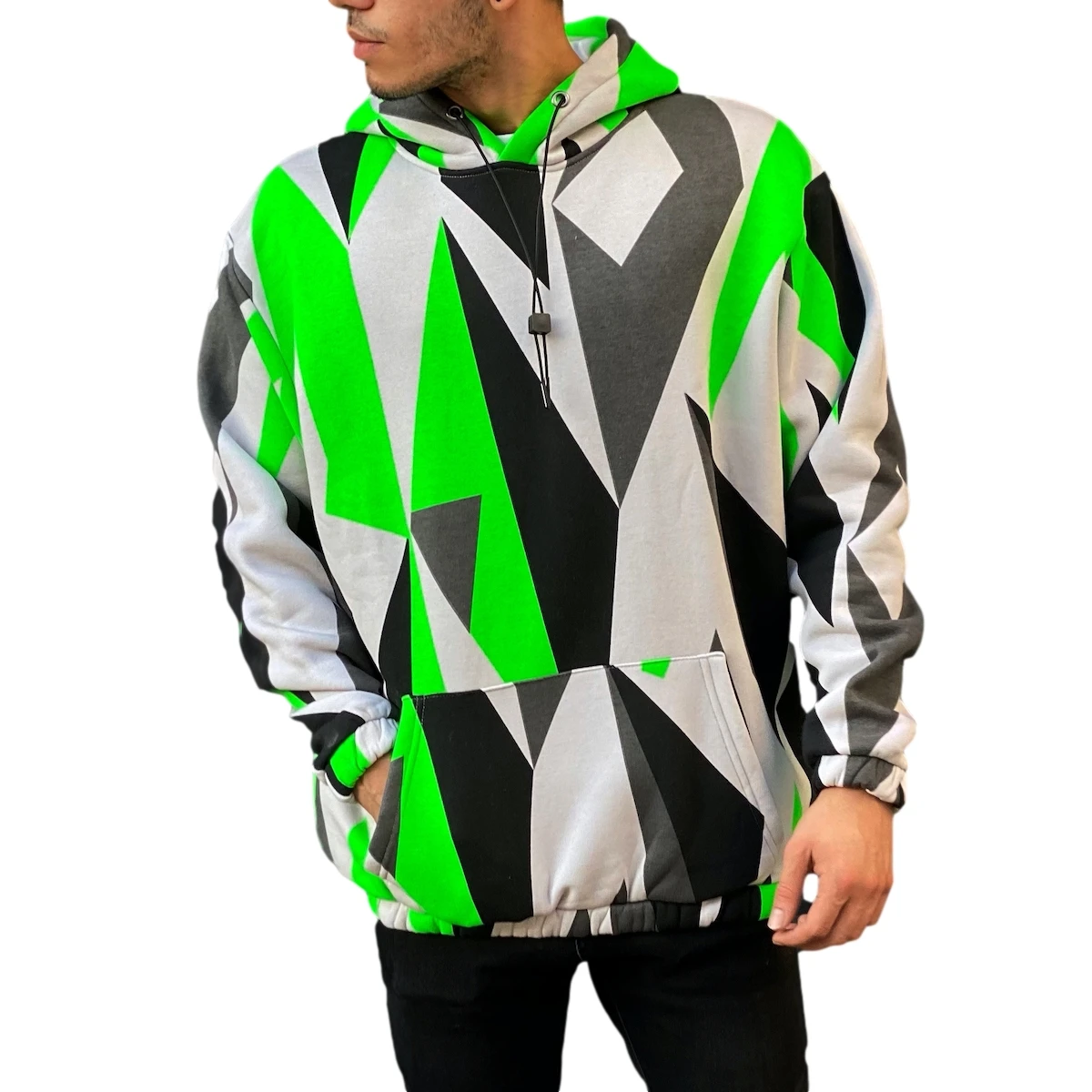Oversize 100% Cotton Mens Green Triangle Detailed Sweatshirt Hoodie New Style High Quality with Wholesale Offer Trend 2022