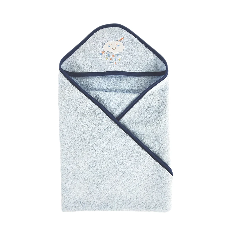 2020 Soft High Quality 100% Cotton Baby hooded kufala Blanket with cute cloud Pattern