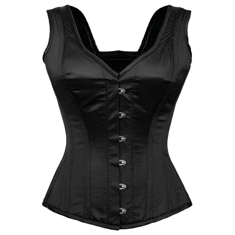 Elegant Waist Training Corset Sexy Women Plus size Satin Over bust Embroidered Corset Bustier Top