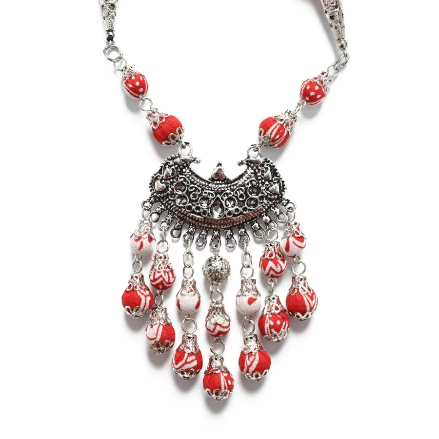 Женское этническое ожерелье Alini Batik Prita 00025-красное