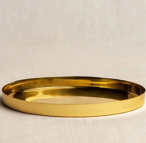 Factory wholesale custom antique golden brass round  metal camping salad dish plates tableware