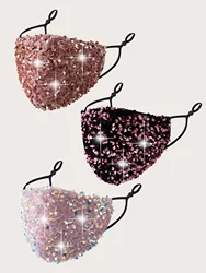 Chinese Supplier U.S. Hot Sale Customized Logo  Outdoor Party Sublimation Sequin Overlay Face Mask
