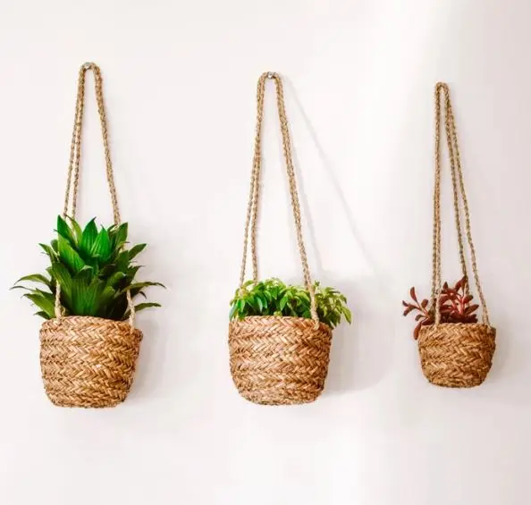 Eco-friendly Seagrass Plant Pot Hanging Basket Cheap Price Popular Natural Handmade in Vietnam Home Garden Decoration CLASSIC