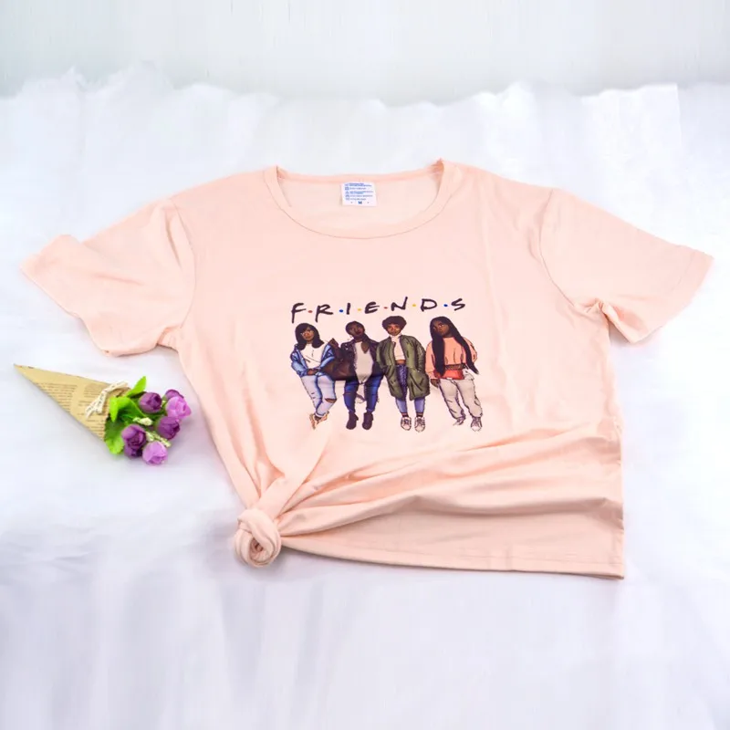  Женская футболка 2021 с принтом подруги для девочек повседневная одежда индивидуальным футболки коротким рукавом и воротником летние женские