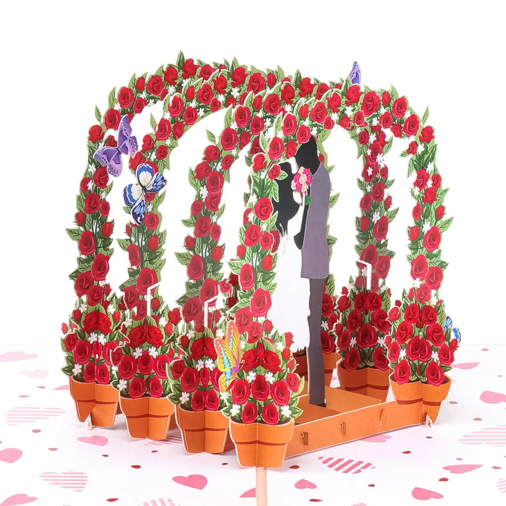  Свадебная 3d открытка с изображением роз уникальные поздравительные открытки Kirigami бумажные художественные изделия Вьетнам горячая Распродажа WhatsApp 84903442499