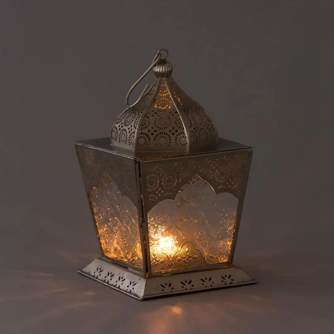 Hot sale set of 3 white Moroccan style metal candle lantern with clear glass high metal christmas decoration candle lantern