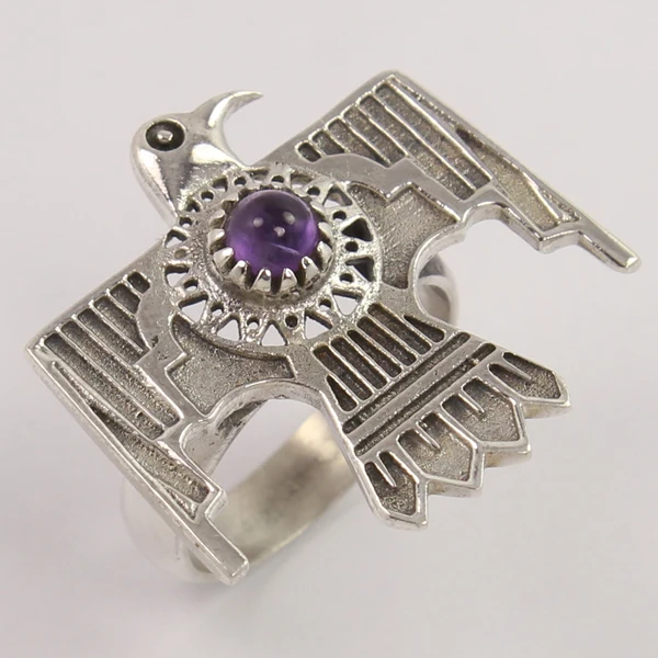 Dazzling Shiny Solid 925 Pure Sterling Silver Ring All UK Size Natural Purple Amethyst Rings 5x5 Round Cab Gemstone