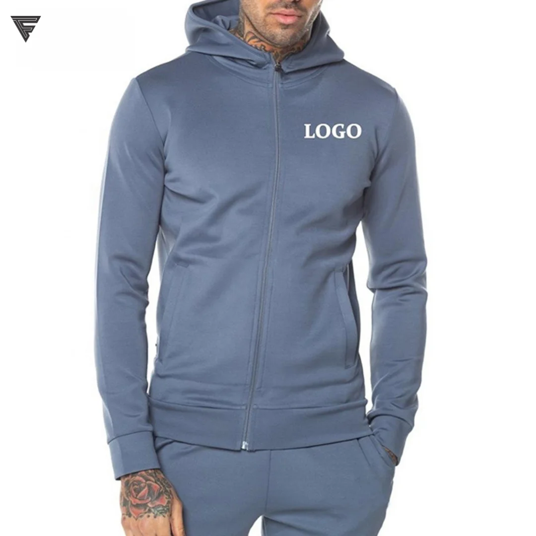 Wholesale Heavyweight Buy Hoodies Online Wholesale Man Clothing OEM Fitted Sweatsuit Tracksuit Zipper Hooded Jogging Men Jogger