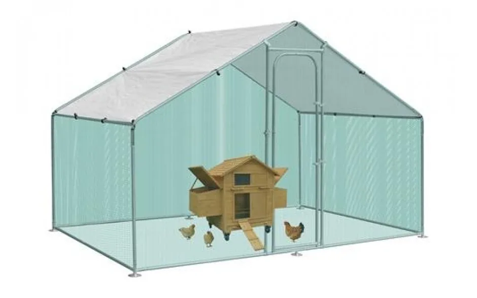 3M x 2M Walk in Run Cage Coop for Poultry Cat Rabbit with no Gap Metal Door Free Rabbit Roof Cover