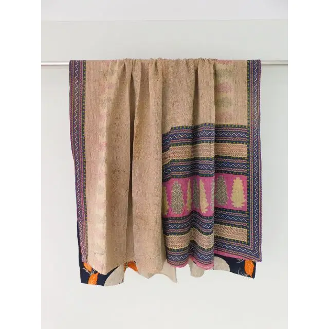Vintage kantha quilt handmade throw woven bedspreads patchwork bedding assorted patch quilt reversible cotton fabric blanket