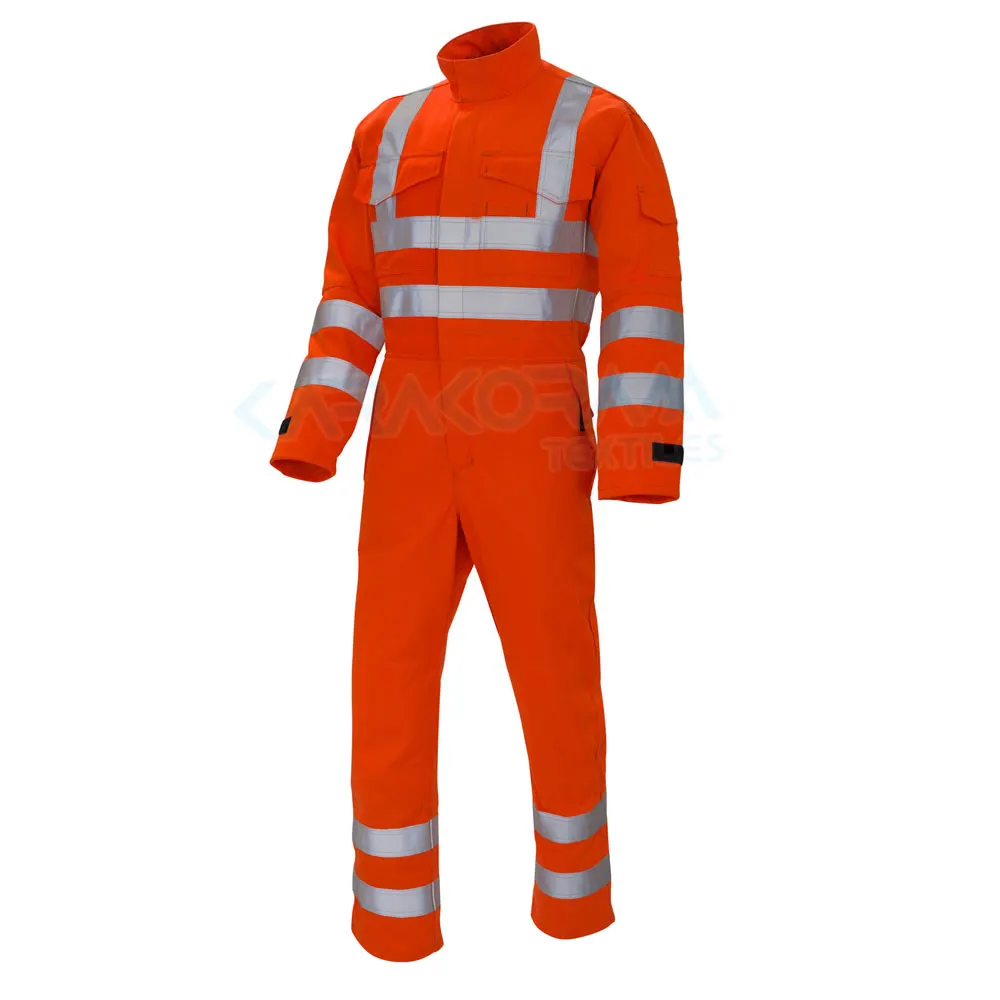 Hi-vis Safety Coverall With Reflective Stripe Tape Workwear Overall Suit For Sale In Best Price