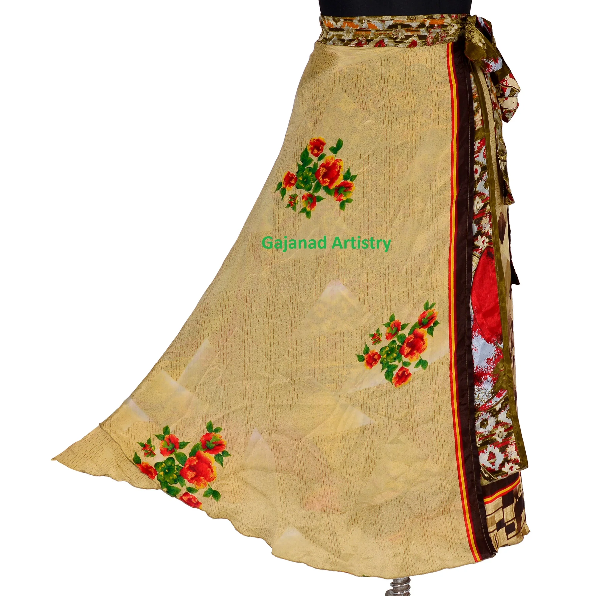 Wholesale lot Vintage Indian Silk Maxi Skirt Bohemian Floral maxi Hippie Skirts Boho Summer skirts Wrap one size