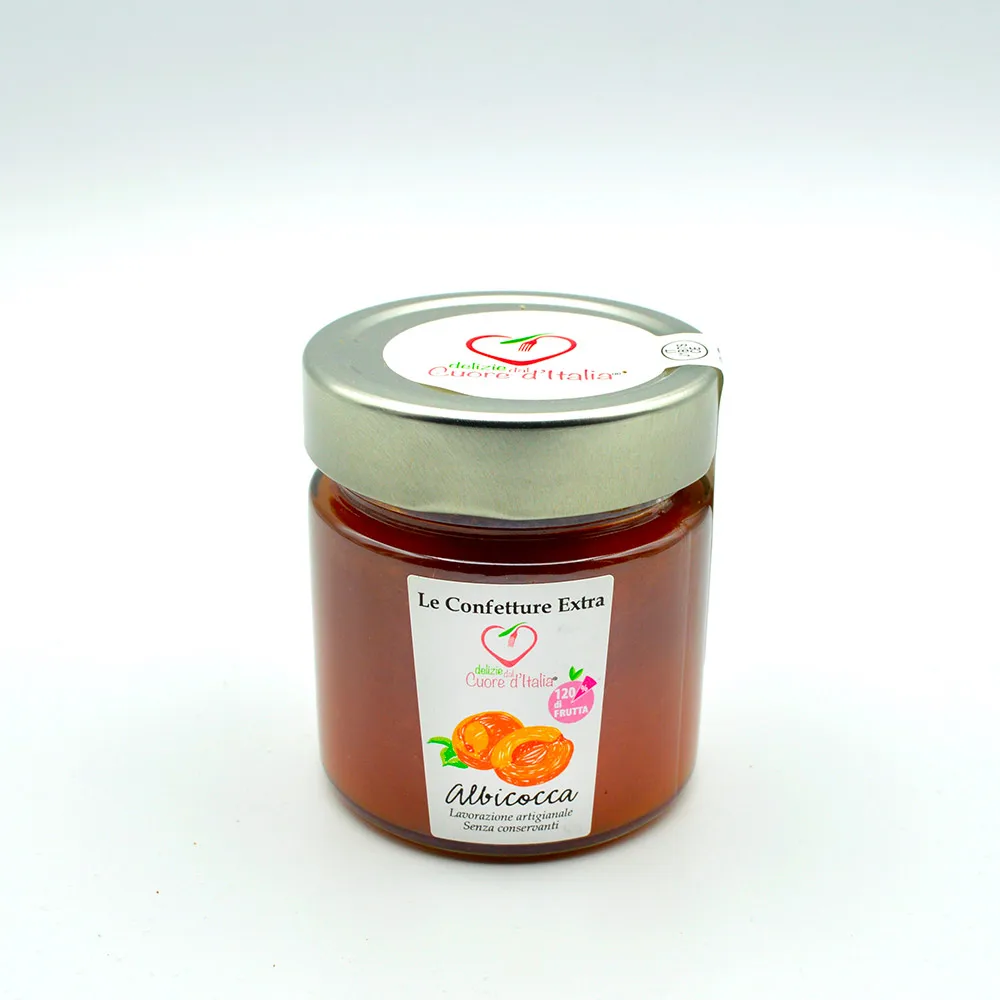 High Quality Italian Apricot Jam Jam 250gr jar without preservatives for export without pectin with 130 gram