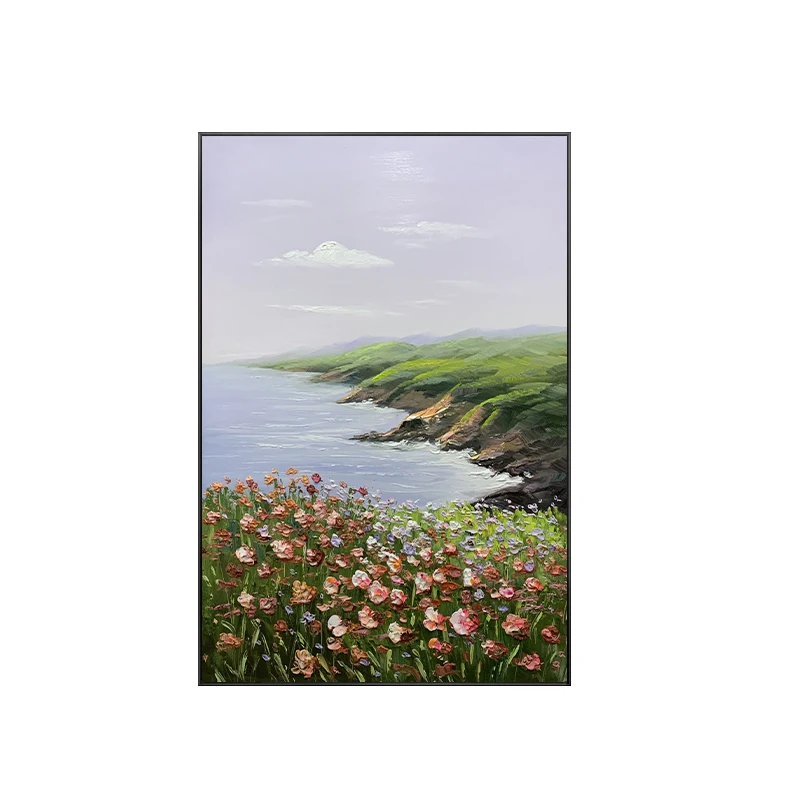 
Flower Impression Canvas Painting Green Pink Poster Modern Wall Picture for Living Room Luxury Huge 