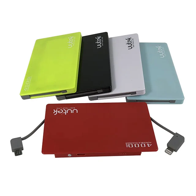 
Ultra slim portable charger power bank 4000mah with built-in cables Settpower RSK5 