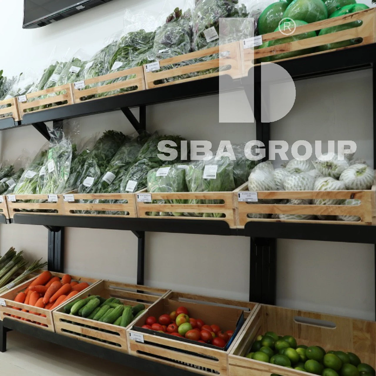 Vietnam Wholesale Good Quality Supermarket Shelve Heavy Duty Single-sided Fruit & Vegetable Display Stand Racks with 3 Layers
