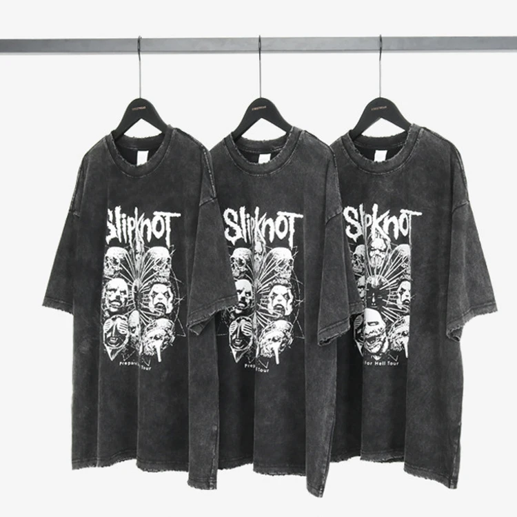 
Sublimation Vintage T-shirt Custom Enzyme Wash Custom Printed Faded Tshirt 