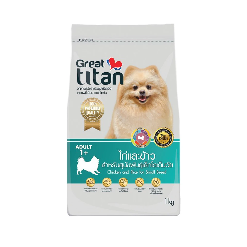 
Great Titan, Chicken and Rice (Small Breeds) Dog Pet Food Natural Color Premium Grade 1kgx6bags 