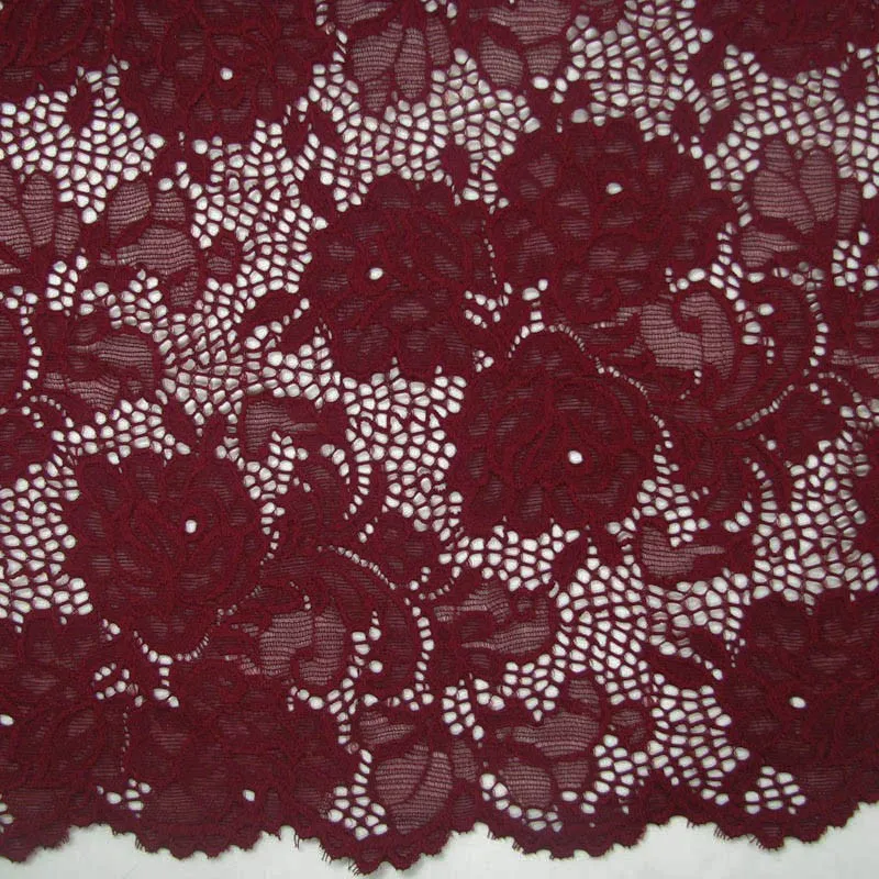 
Ruby Floral Pattern on Scalloped Edge Lace Fabric - Style 712 
