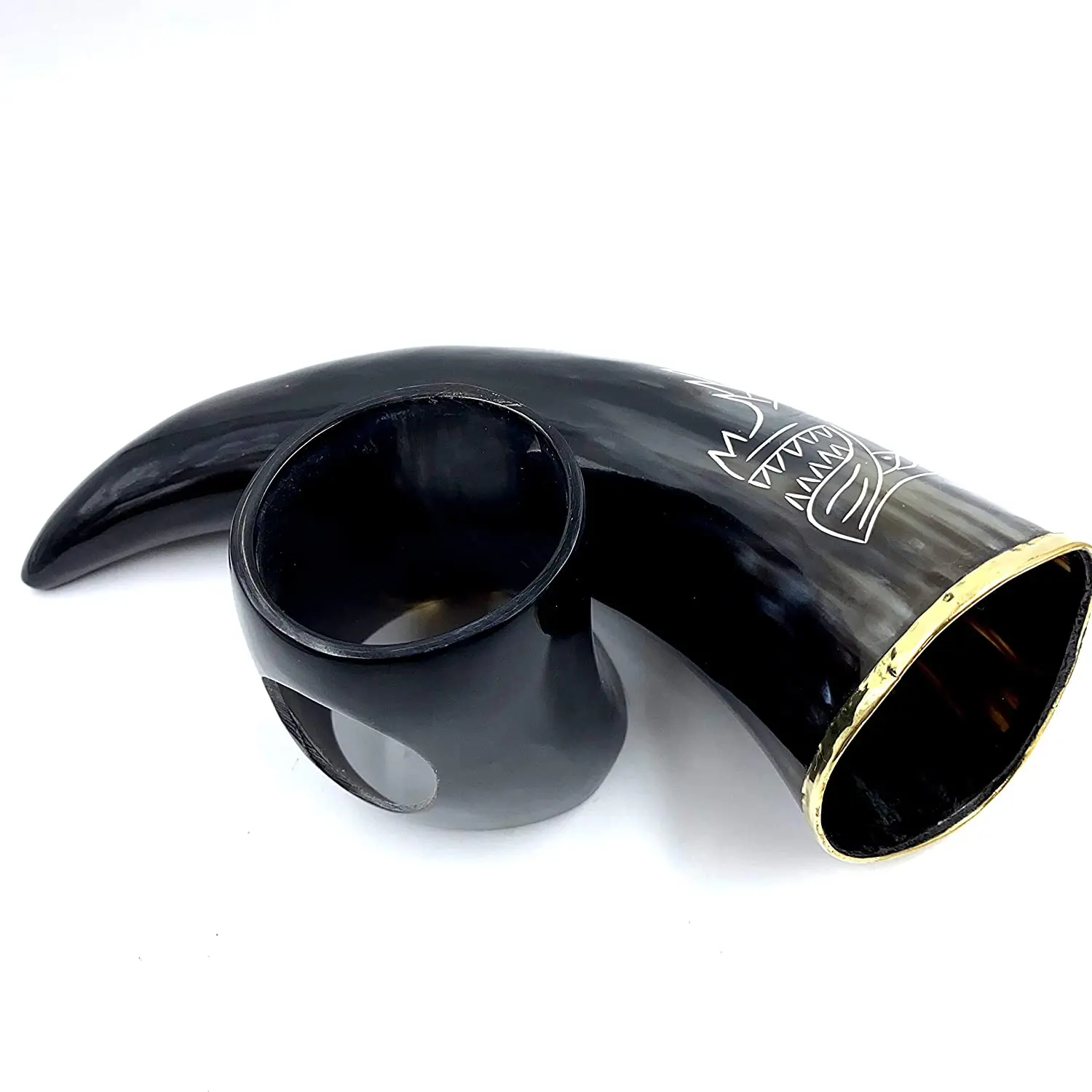 Ручной работы 100% натуральный рог с подставкой дом Старков вдохновил гравировка латунной обод-идеальный Ale Пивная кружка