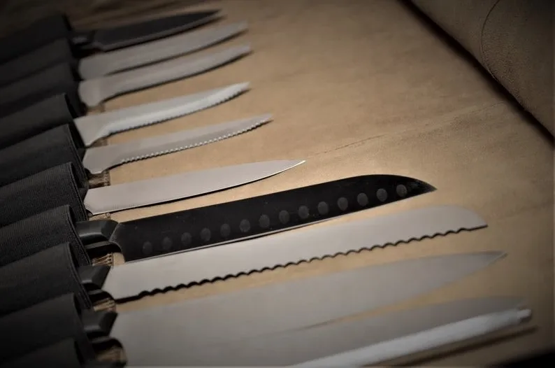 High Quality Leather Chef Knife Rolling Tool Bag Multi Chef Tool Storing Pouch Professional Chef Knife Bag