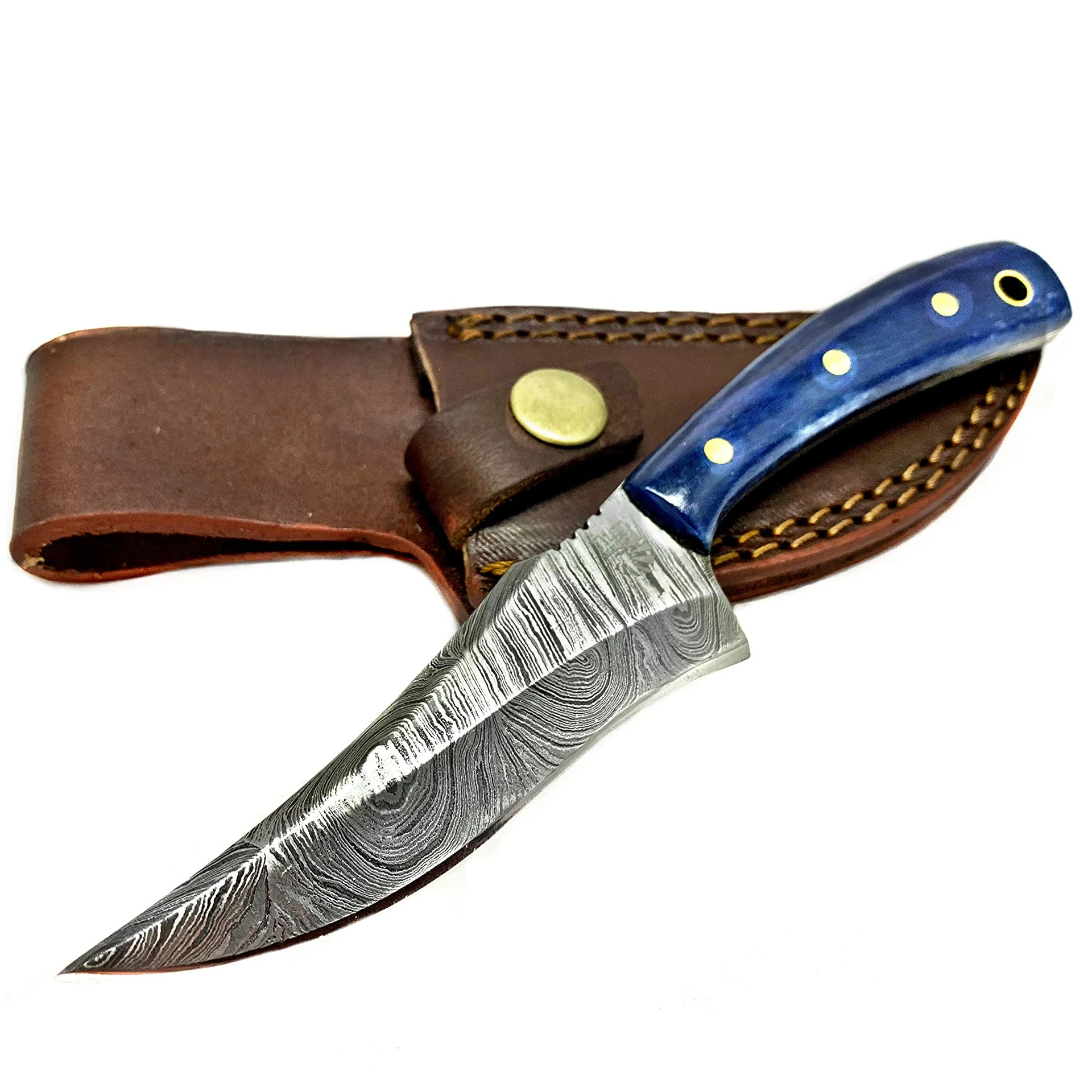 Нож для охоты и шкуры ручной работы, дамасский, в арабском стиле, с цветной ручкой в виде Верблюжьей Кости