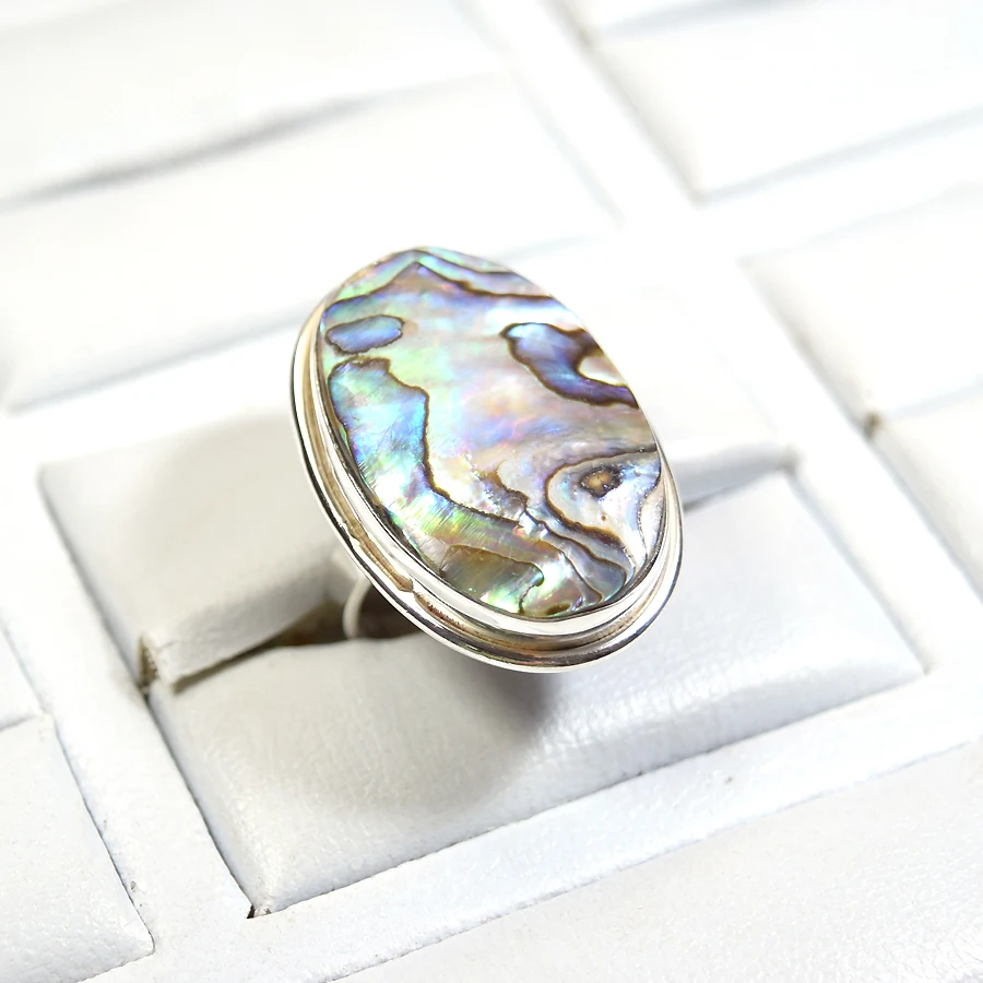 Abalone Shell Gemstone 925 Pure Silver Jewelry Women Ring