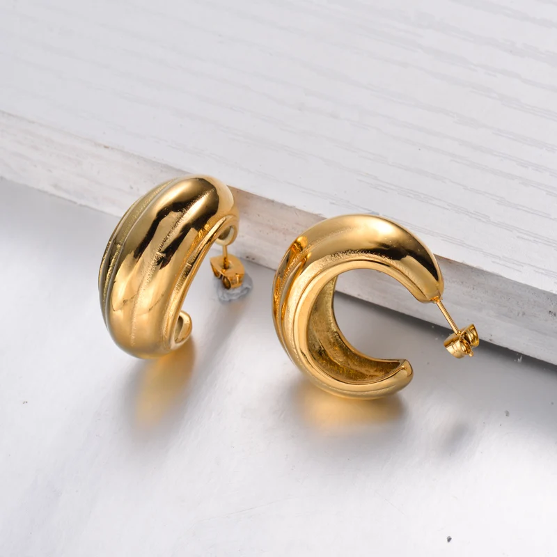 18k gold plated stainless steel French Style earring stainless steel hoop earring for women
