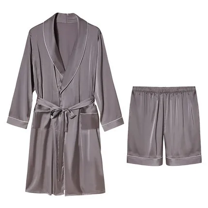 
wholesale men loungewear Silk Satin Robes For man satin pyjamas 2pcs sets couple robes shorts night suits 