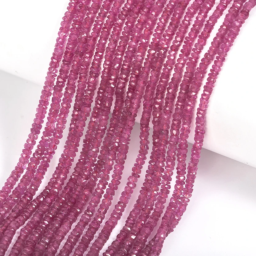 
Untreated Burma Ruby Faceted Rondelle Necklace Faceted Ruby Necklace Ruby Gemstone Beads 
