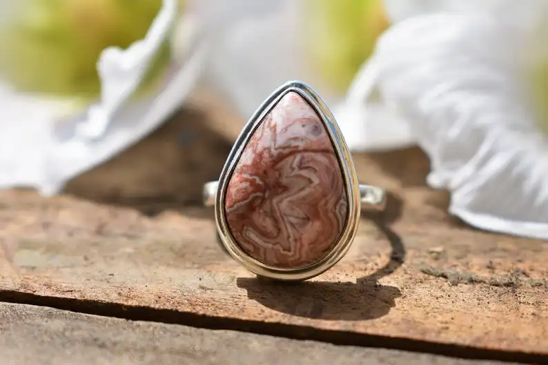 925 sterling silver gemstone rings wholesale jewelry crazy lace stone rings