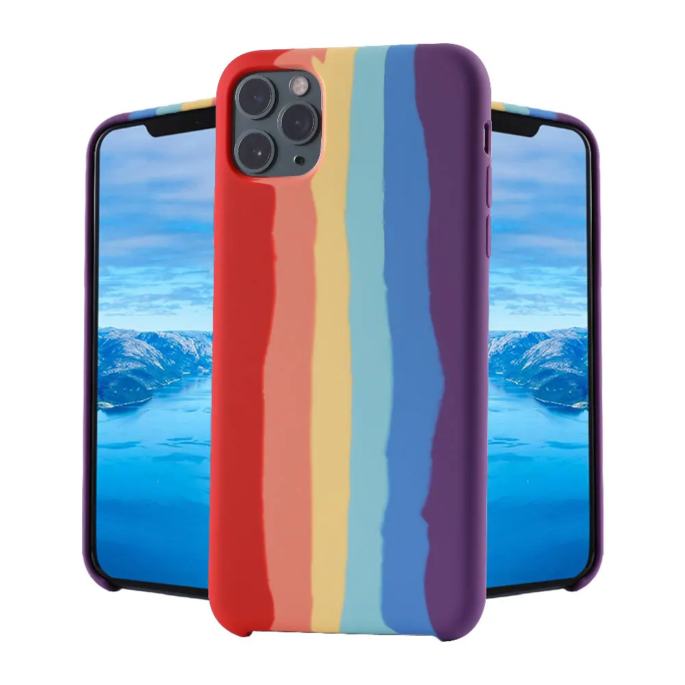 Новое поступление Радужный цвет силиконовый Жидкий чехол для телефона iPhone 11 Pro Max X XS XR 6 Plus 6S 7 8 защитный