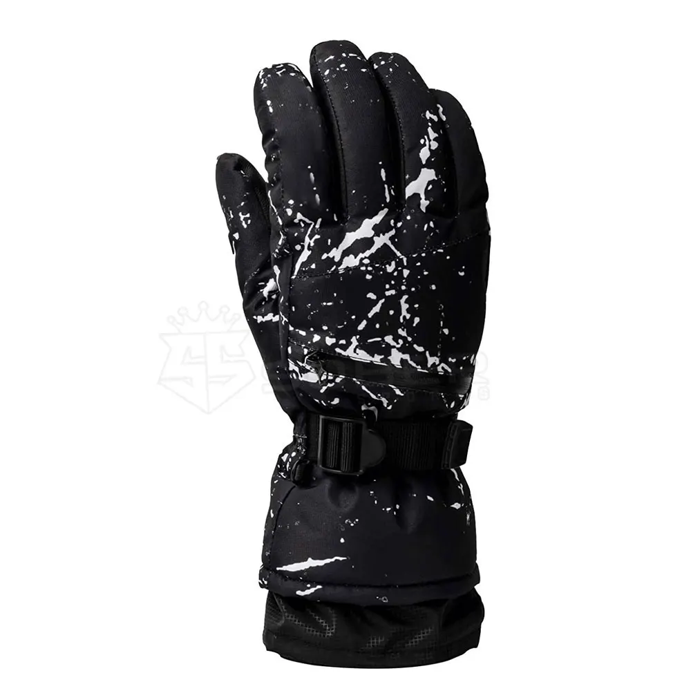 Printed Winter warm Outdoor Sports Ski Gloves  Leather Snowboard Gloves