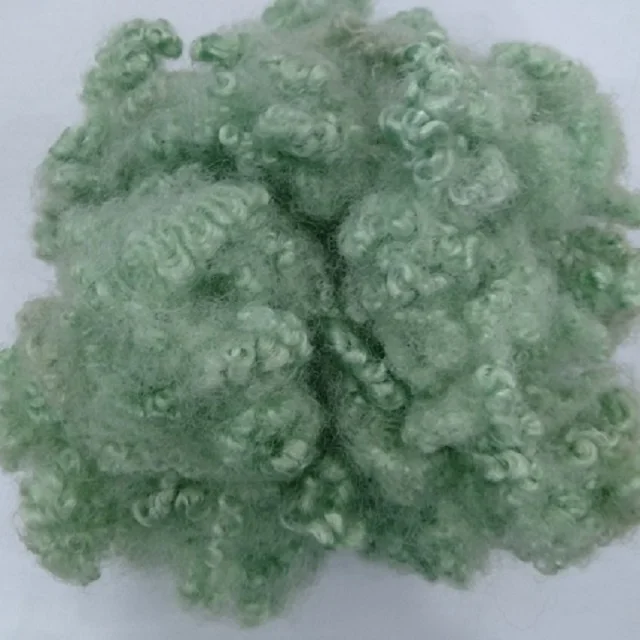 100% Polyester Staple Fiber 15D HCS Green A grade Vikohasan Manufacturer and synthetic fiber and GRS recycled polyester fibre