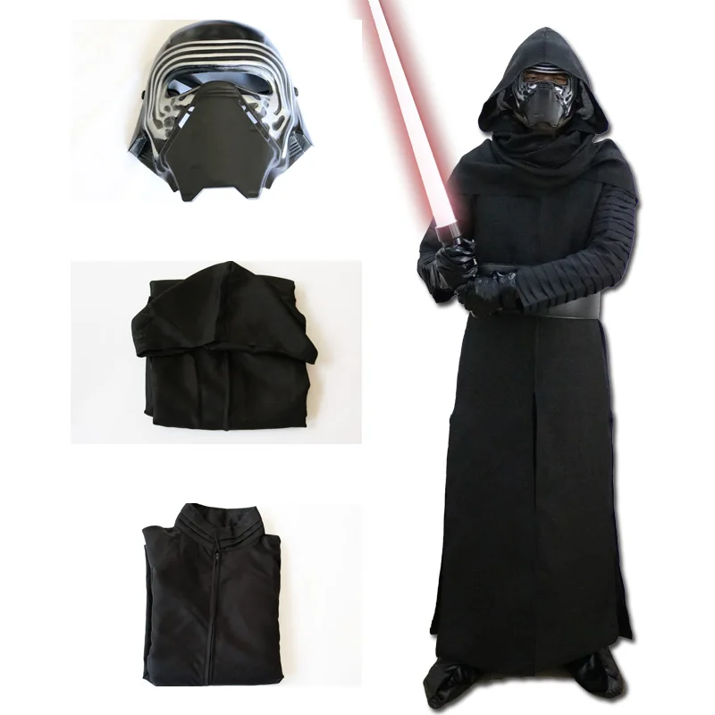 
The Force Awakens Kylo Ren Cosplay Costumes Adult Uniform Black Cloak Coat movie Jedi Halloween Costume For Men 