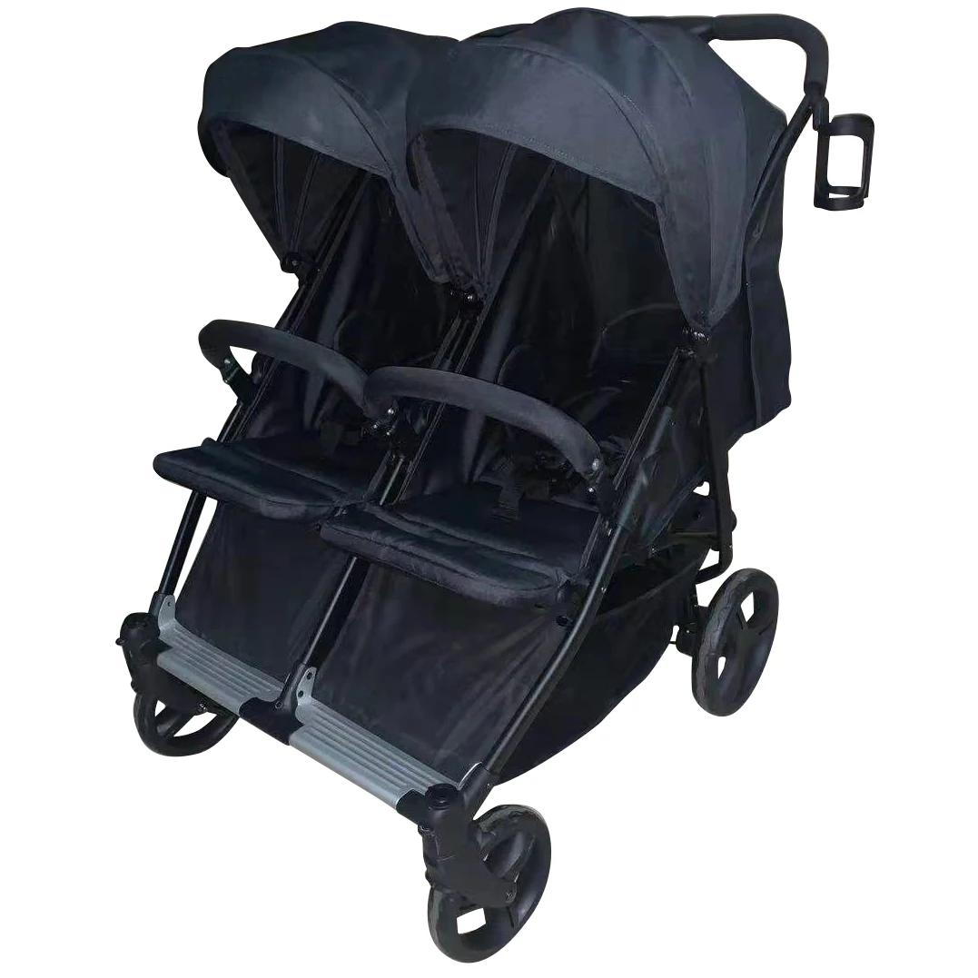 wholesale fantastic eay tour portable one hand folding extra large canopy and basket one link step brake twin baby stroller