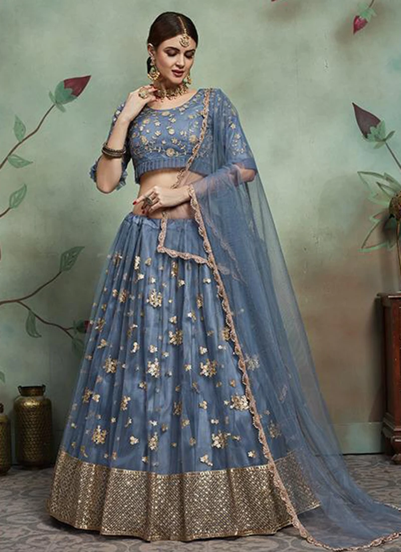 Дизайнерские праздничные вечерние платья с блестками мягкая сетка Lehenga