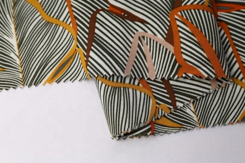 
Cheap Stripe Leaves Viscose Voile Fabric 100% Viscose 