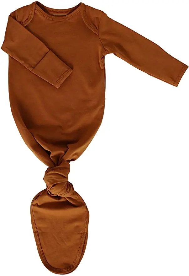 95%Bamboo 5%Spandex Organic very Soft breathable light weight Knitted stretchy premium quality knotted sleeping gown for baby