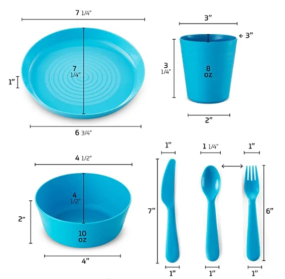 Пластикые посуды набор из 6 для детей пластиковые детские пласт миски столовые приборы красочные посуда
