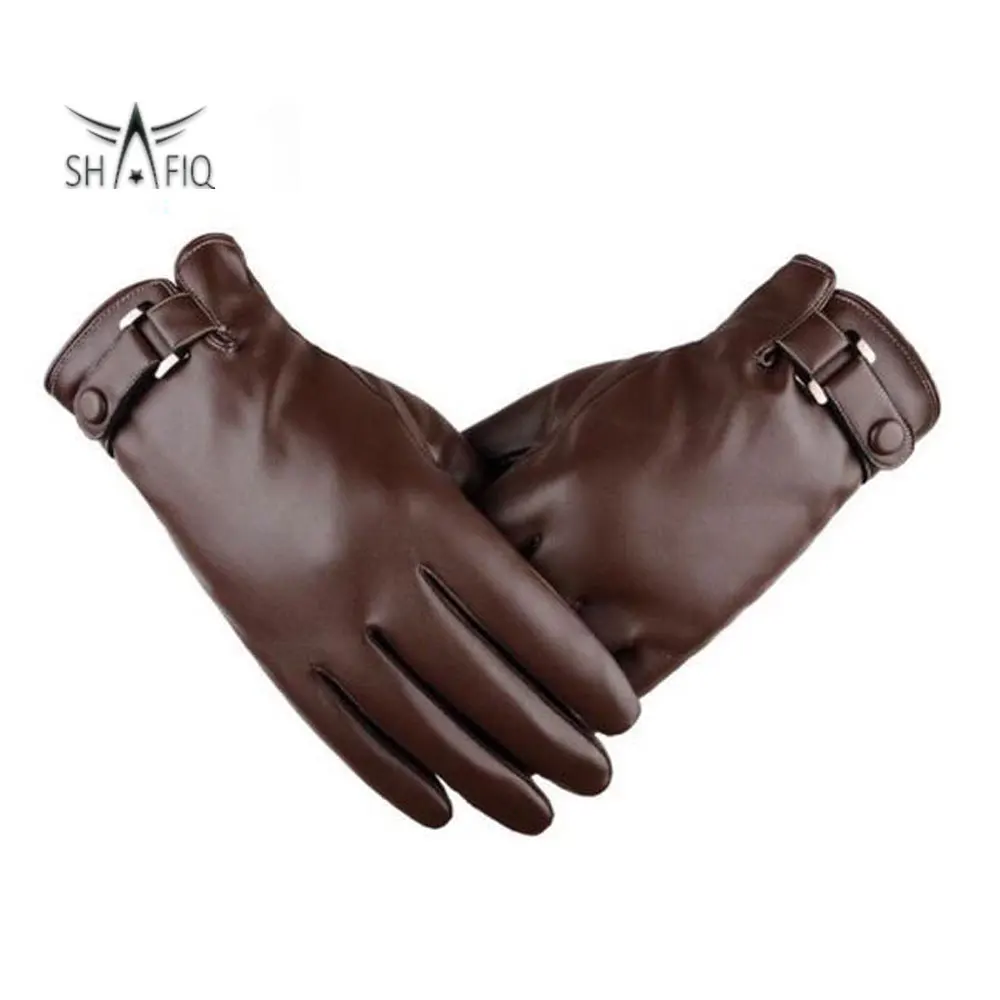 Rib Logo Printed Design High quality Goat Leather Winter Gloves Fashion Soft Black Leather Gloves