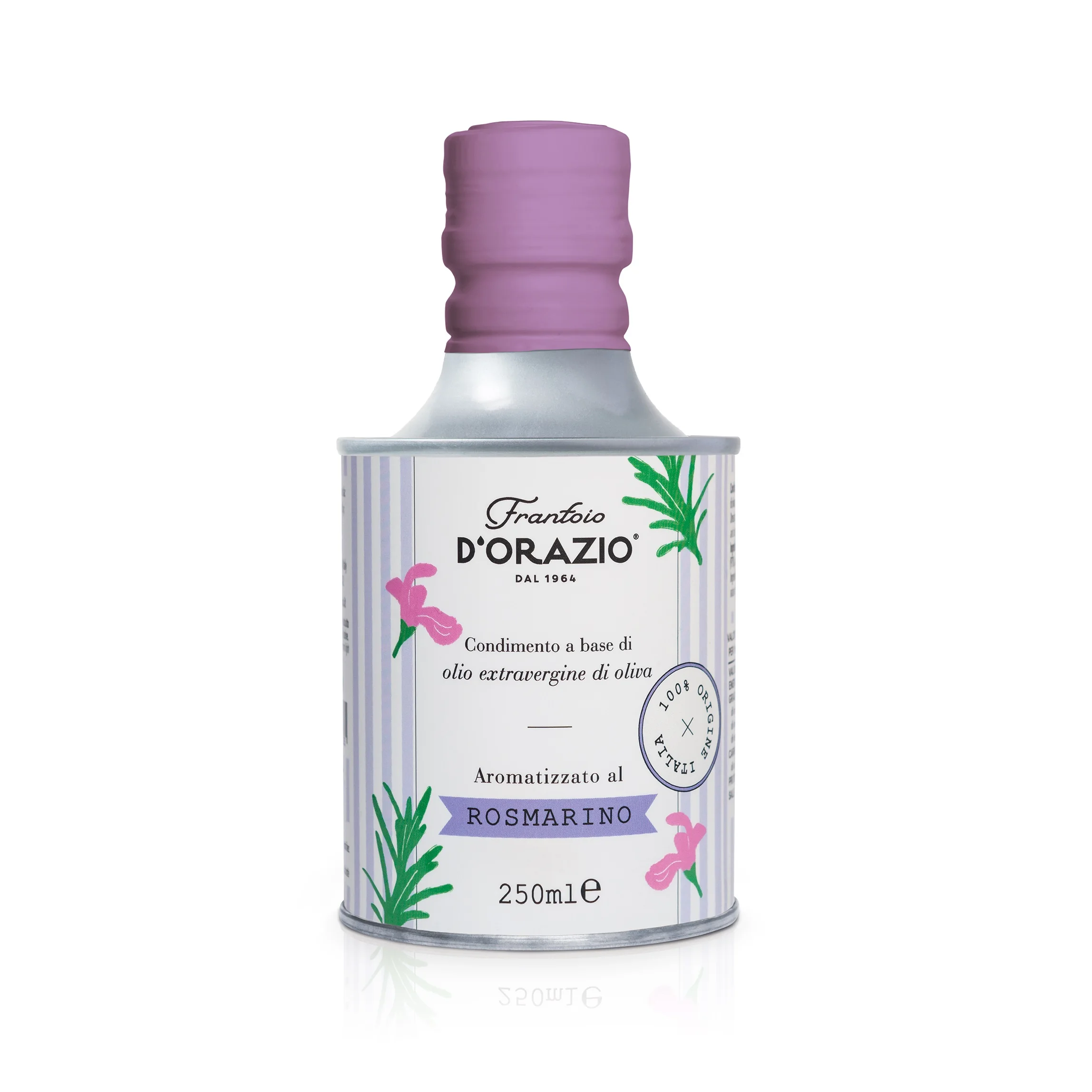 Extra virgin olive oil flavored with rosemary 250 ml tin bottle from Italy