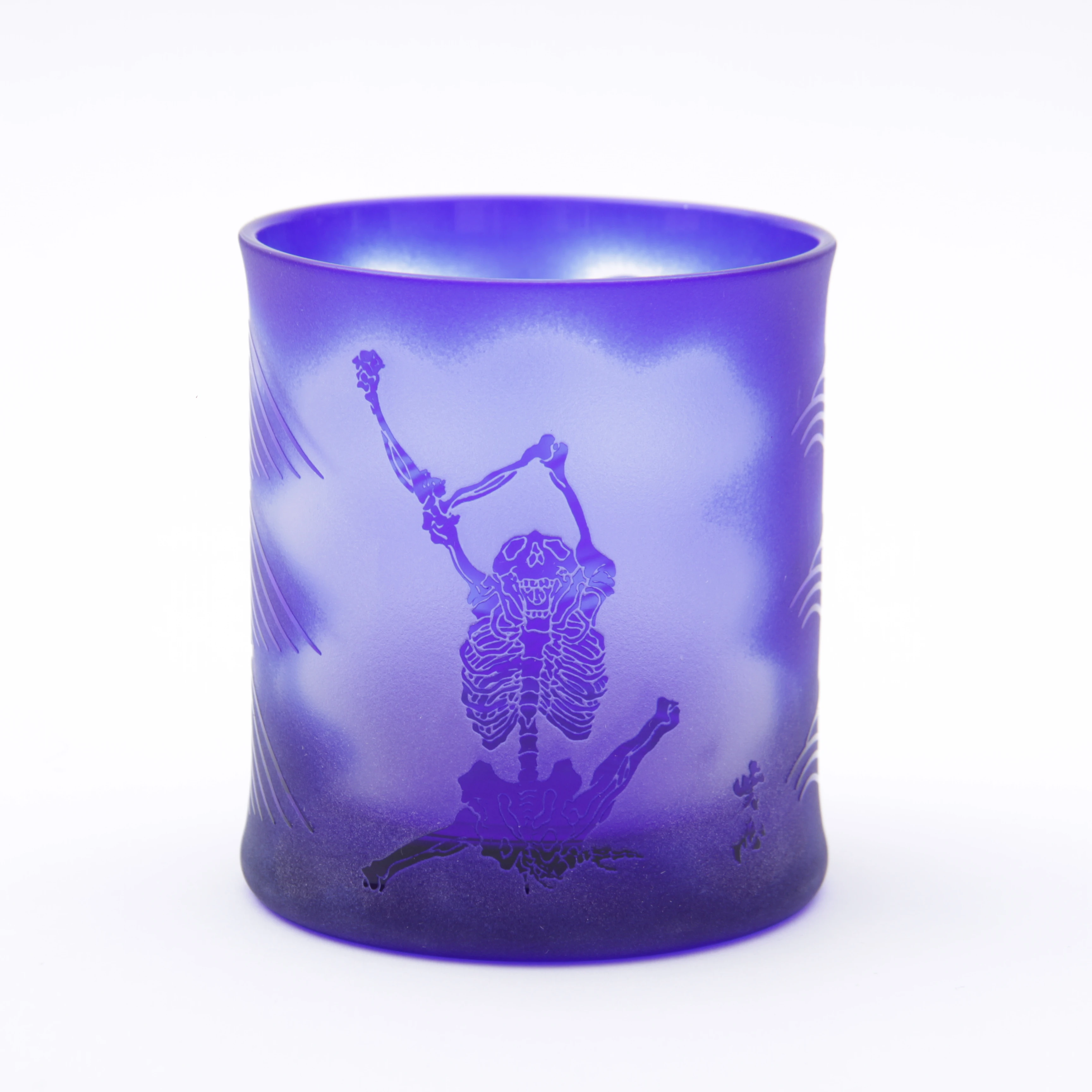 Kawanabe Kyosai Ukiyo-e Style Yawning DeepUltramarine Beer Glasses  Made in Japan