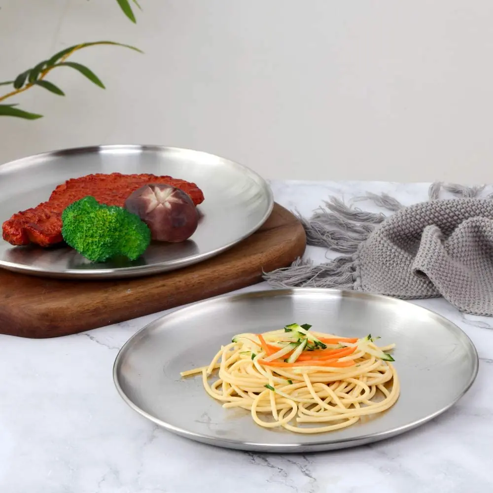 Reasonable Prices Round Stainless Steel Metal Rustic Serving Trays For Home & Restaurant Uses Manufacture in India