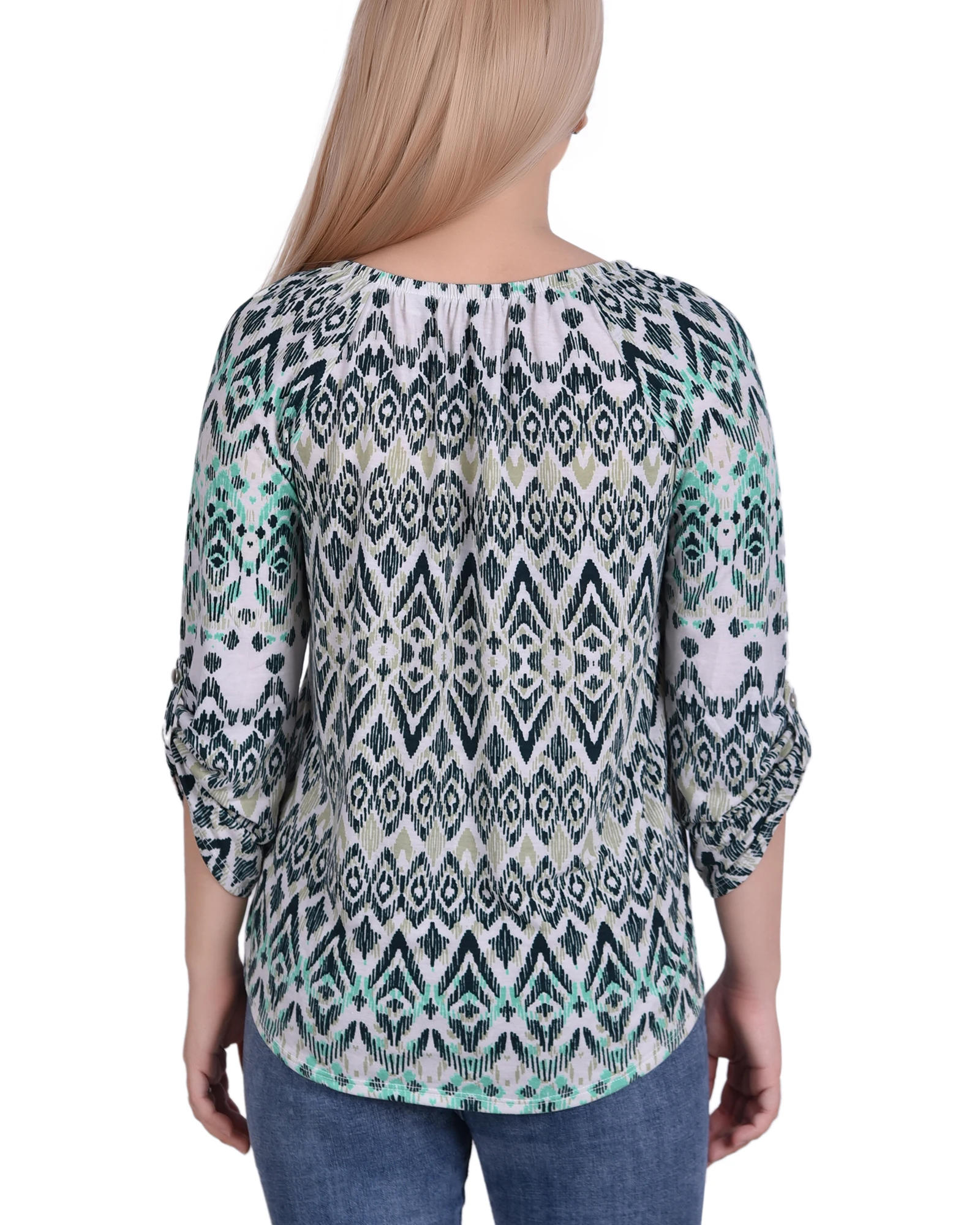 3/4 пуш-ап эластичная Шея Henley Green